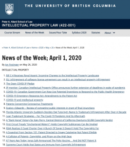 News of the Week; April 1, 2020