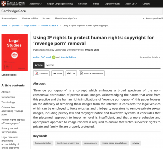 Using copyright for the removal of “revenge pornography” online
