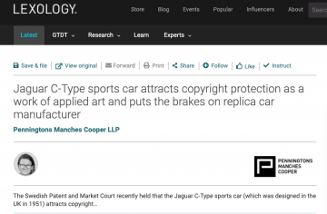 Jaguar Car Attracts Copyright Protection