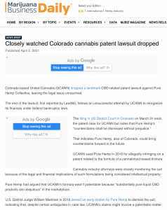 Closely watched Colorado cannabis patent lawsuit dropped