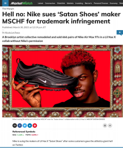 Nike sues MSCHF for Trademark Infringement over ‘Satan Shoes’