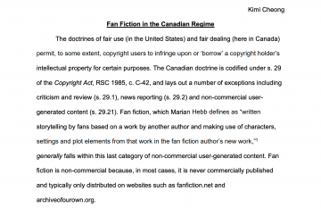 Paper/Presentation: Fan Fiction in the Canadian Regime