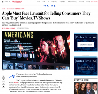 Another look at digital ownership: California district judge entertains lawsuit against Apple re iTunes “Buy” button