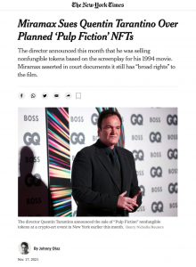 Miramax Suing Tarantino Over NFTs