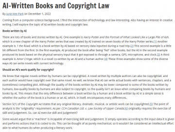 AI-Written Books and Copyright Law