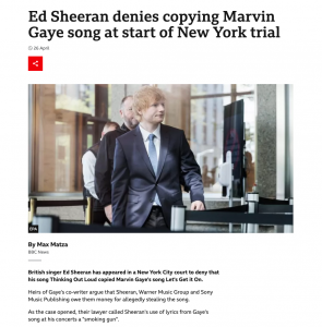 Ed Sheeran being sued for Copyright Infringement