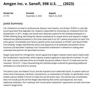 Antibody patents through a Canadian lens & impact of the US case, Amgen v Sanofi
