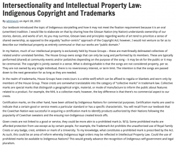 Intersectionality and Intellectual Property Law: Indigenous Copyright and Trademarks